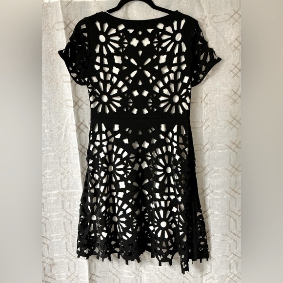 Gracia Black Fit and Flare Mini Dress Scoop Neck Cocktail - Picture 3 of 8